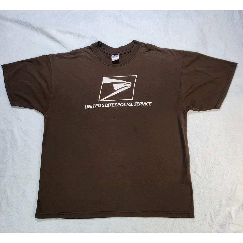 USPS United States Postal Service Logo Tee Shirt Brown Jerzees XL Workwear